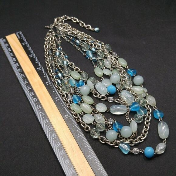 Lia Sophia Light Blue Turquoise Beaded Multistrand Necklace, 18 Inches - Picture 5 of 7